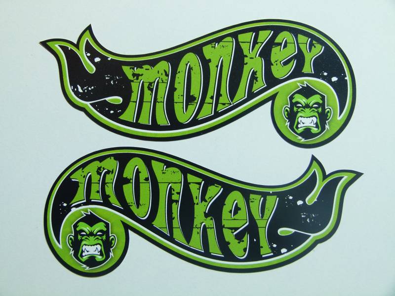 cut-it folientechnik & design MG338 / 2X Monkey Kult Aufkleber je 12x5cm Racing V8 USA Sticker Oldtimer Oldschool Vintage Retro Rat Rost von cut-it folientechnik & design