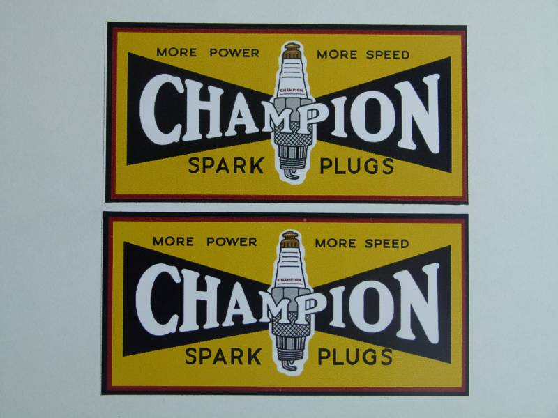 MG339 / 2x CHAMPION Aufkleber je 9,5x4,8cm Vintage Retro Sticker Racing Old School Oldtimer Drag Racing Modellbau RC von cut-it folientechnik & design