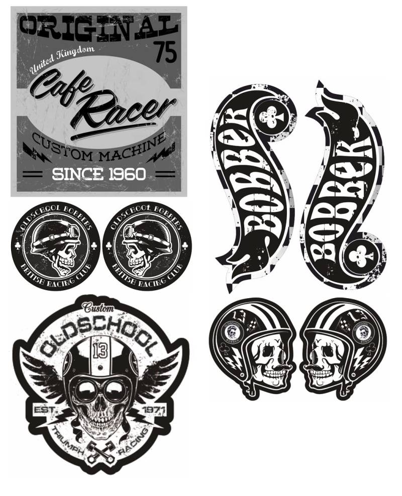 cut-it folientechnik & design MG612 / Aufkleber Set Bobber - Breite je Sticker ca. 6cm + 3cm Cafe Racer Old School Scrambler Motorrad Biker Rocker von cut-it folientechnik & design