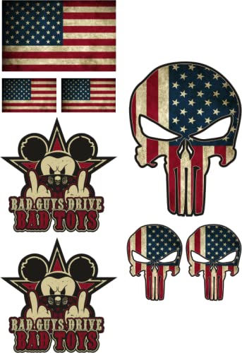 cut-it folientechnik & design MG619 / Aufkleber Set Punisher USA - Breite je Sticker ca. 6cm + 3cm Vintage Tuning Racing V8 Oldtimer Old School Retro Rat Rod Hot Rod Kult Muscle Car Auto von cut-it folientechnik & design