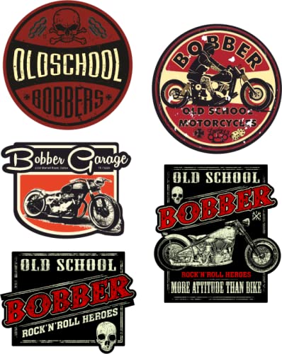 cut-it folientechnik & design MG624 / 5X Aufkleber Bobber Breite je ca. 6cm Rocker Oldschool Kult Sticker Vintage Racing V2 Oldtimer Retro Bike Motorrad von cut-it folientechnik & design