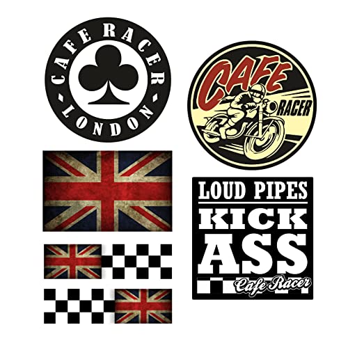 cut-it folientechnik & design MG635 / 6X Aufkleber Cafe Racer Breite je ca. 6cm Rocker Oldschool Kult Sticker Vintage Racing V2 Bobber Scrambler Retro Bike Motorrad von cut-it folientechnik & design