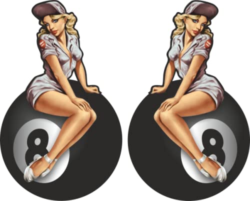 cut-it folientechnik & design MG310 / 2X 8 Ball Girl XL Aufkleber je 15x10cm Eightball Billiard Kugel Kult Sticker Old School Hot Rod Tuning Vintage Retro Pinup Girl V8 USA Auto von cut-it folientechnik & design