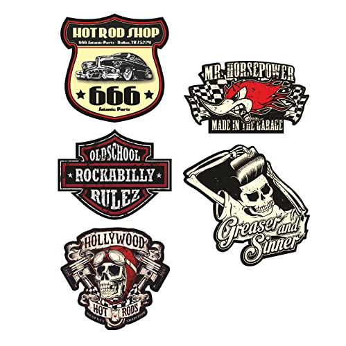 cut-it folientechnik & design MG610 / 5X Rockabilly Aufkleber 9cm Kult Sticker Set 666 Skull Devil Auto Tuning Oldschool Biker Rocker V8 USA Hot Rod Rock n Roll von cut-it folientechnik & design