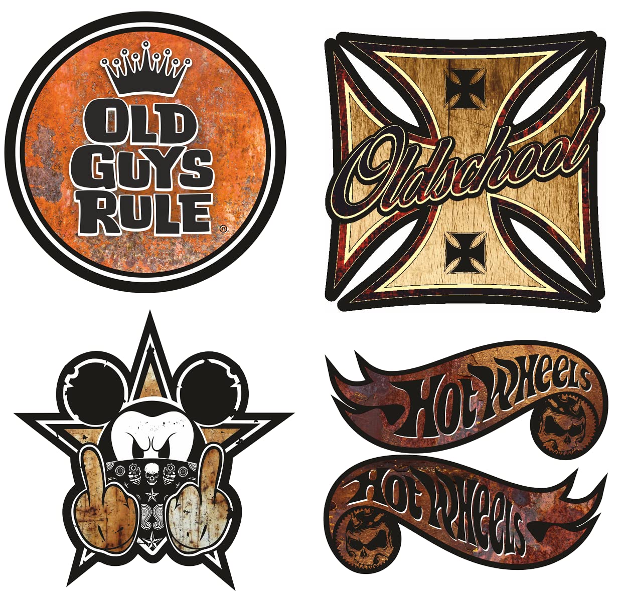 cut-it folientechnik & design MG655 / Rost Set 9cm Aufkleber Oldschool Skull Old Guys Rule Ratte Rusty Rat Look Auto Sticker Kult Vintage Retro von cut-it folientechnik & design