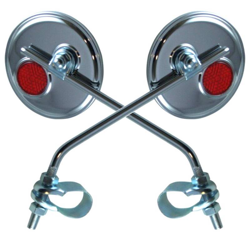 2x FAHRRAD SPIEGEL VINTAGE RÜCKSPIEGEL Ø75MM CHROM RUND LENKER Ø22MM LINKS RECHTS RENNRAD CUSTOM MTB von cyclingcolors