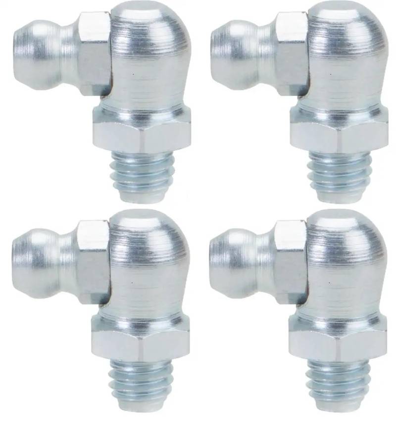 cyclingcolors 4x schmiernippel stahl kegelschmiernippel Fettpresse Nippel traktor rasenmäher auto motorrad roller, M6 X 1 90° von cyclingcolors