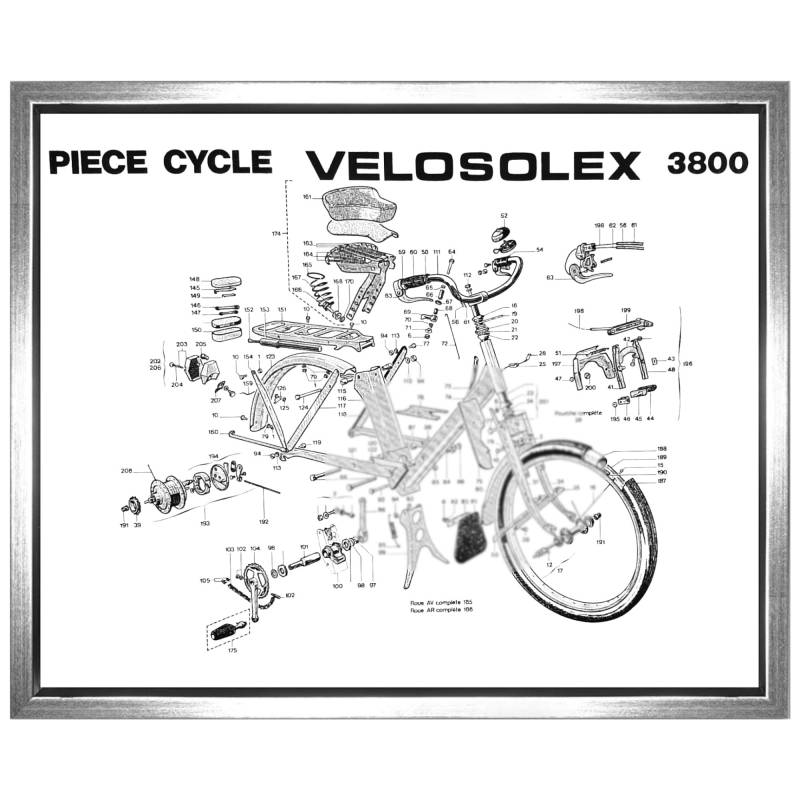 cyclingcolors Nomenklatur solex 3800 400x300mm Teile ersatzteile Plakat Fahrrad Moped Vintage Oldtimer von cyclingcolors