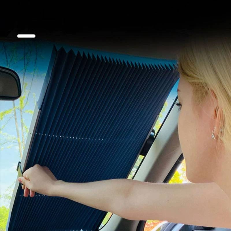 Sonnenschutz Auto Teleskopisch Heckscheibe Und Frontscheibe Innen Sonnenschutz Aluminium Saugnapf Auto Uvschutz für Kleine Autos SUV LKW Wärmeisoliert, für die meisten Autos Saugnapfmontage von dabin007