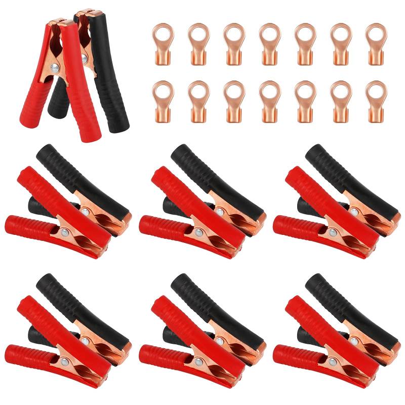 dafuhao 14 Pcs 100A 9cm Kupfer-Krokodilklemme Klemmen für Starthilfekabel Autobatterie Clips Auto Krokodilklemme Elektrische Autobatterie Krokodilklemmen Batterieladegeräte von dafuhao