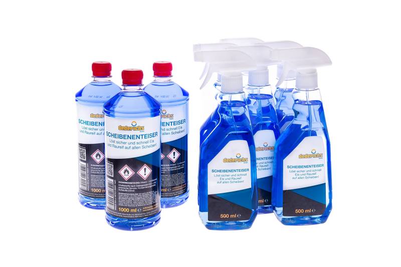 SmallParts Dederichs Scheibenenteiser 3 Liter inkl. Nachfüllflasche 3 Liter, sekundenschnelles enteisen von Scheiben einfach ohne kratzen,klare Sache & klare Sicht,9-teiliges Set von dederichs GmbH