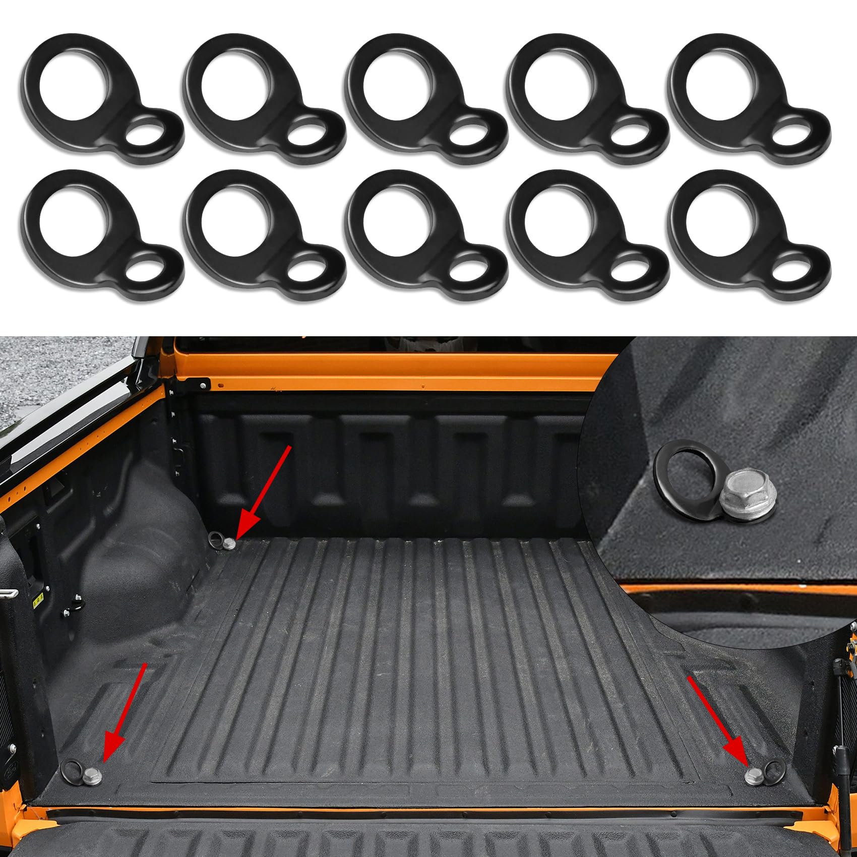 deemars 10PCS Zurrgurte Ringe Zurrgurte Anker Haken, Heavy Duty Langlebige Anker, Autoteile Edelstahl Mehrzweck-Zurückbindeanker Umreifungshaken Universal für Garage, LKW, Anhänger (10PCS) von deemars