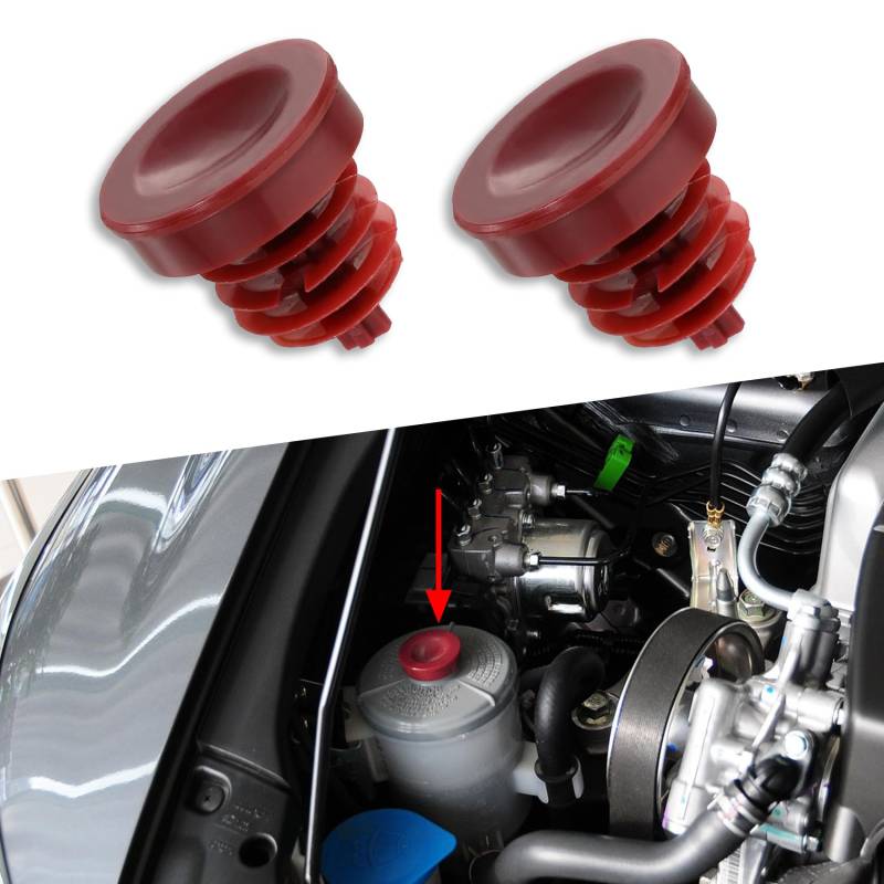 deemars 2PCS Hydraulische Servolenkungspumpe, Servolenkungs-Behälterdeckel, Rotes Reservoir Deckel Stecker Abdeckung, 53697-SB3-952 Kfz-Ersatzteile für Servolenkungen, kompatibel mit Honda Acura von deemars