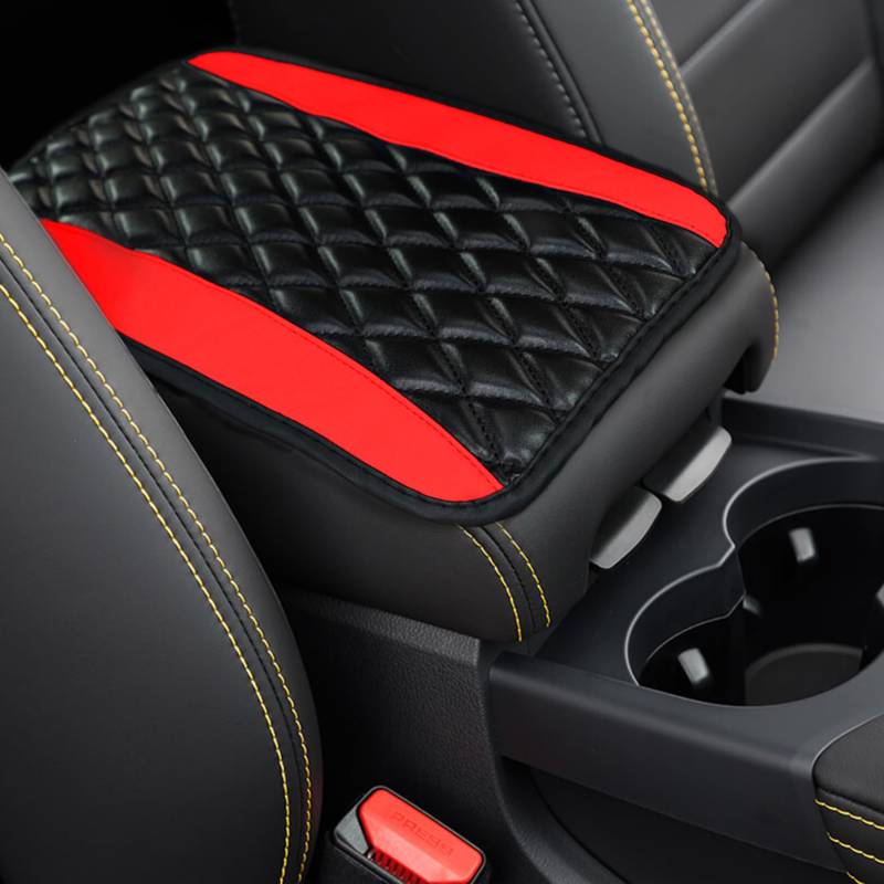 deemars Auto Mitte Konsole Kissen Pad, Konsole Armlehne Abdeckung, Universal Armlehne Sitzkasten Abdeckung Protector, Armlehne Box Matte Auto Dekor Zubehör für die Fahrzeuge (Rot) von deemars