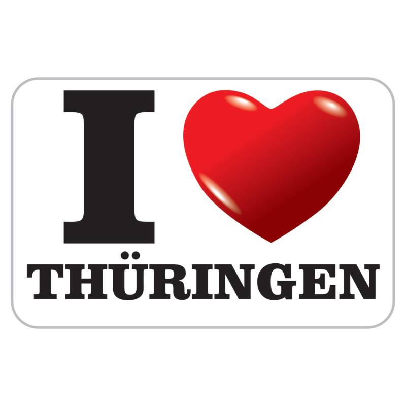 deformaze Sticker I Love Thüringen Aufkleber Ich Liebe Thüringen mit Herz 7,5 x 11,5 cm Selbstklebend KFZ Auto Scheibe Boot UV Wetterfest für außen und innen von deformaze