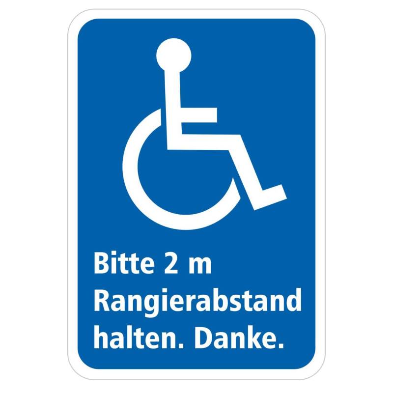 deformaze Sticker Rollstuhlfahrer Behinderten Aufkleber Bitte 2 m Rangierabstand halten - Groß - 25 x 17,4 cm - Warnaufkleber Rolli Auto Scheibe UV Wetterfest von deformaze