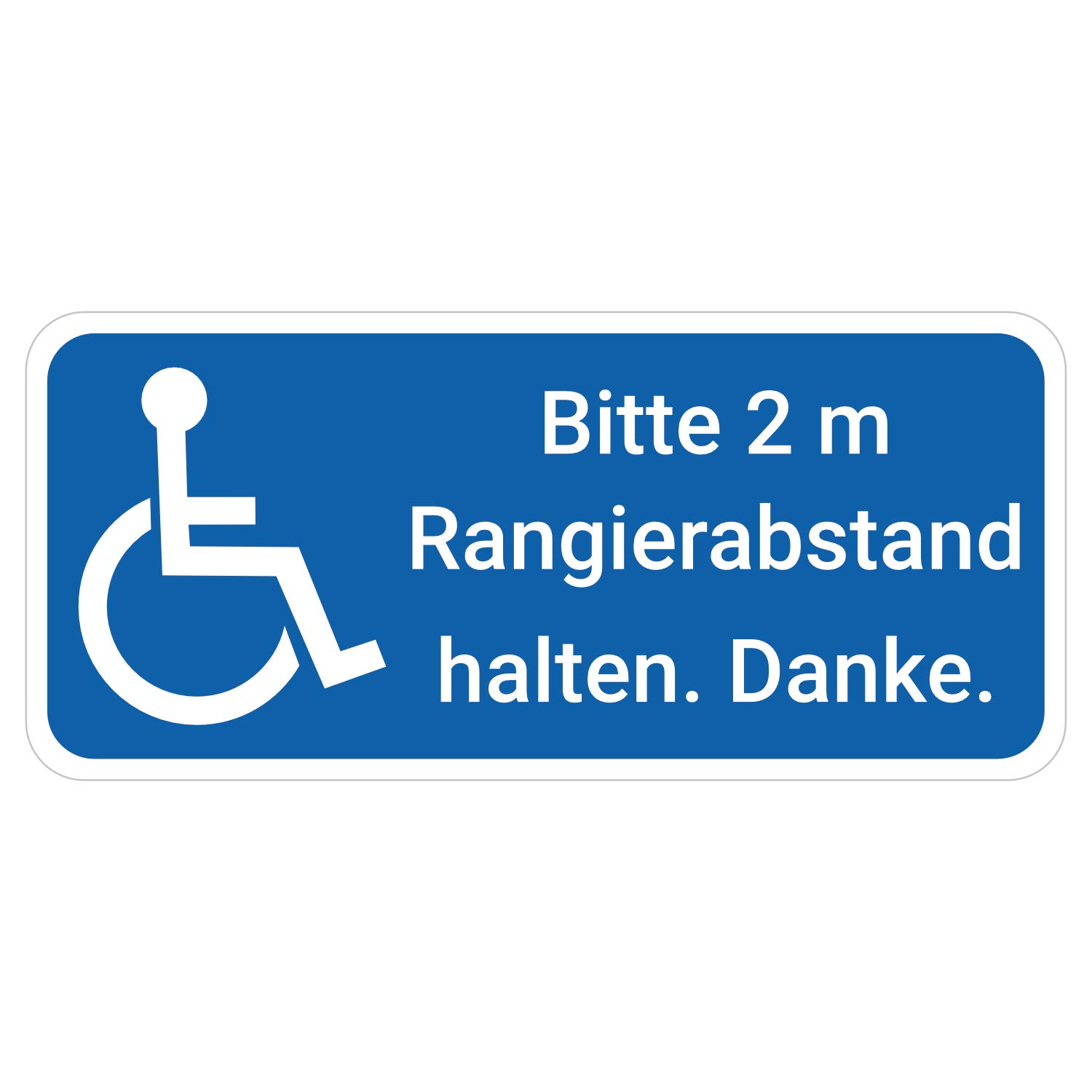 deformaze Sticker Rollstuhlfahrer Behinderten Aufkleber Bitte 2 m Rangierabstand halten Warnaufkleber 20 x 9 cm Rolli quer Auto KFZ Scheibe UV Wetterfest von deformaze