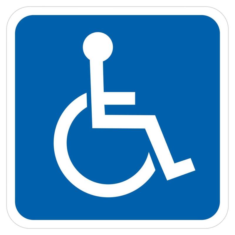 deformaze Sticker Rollstuhlfahrer Behinderten Aufkleber Warnaufkleber Selbstklebend KFZ Auto Scheibe UV Wetterfest Blau Weiß - Verschiedene Größen wählbar (10 x 10 cm) von deformaze