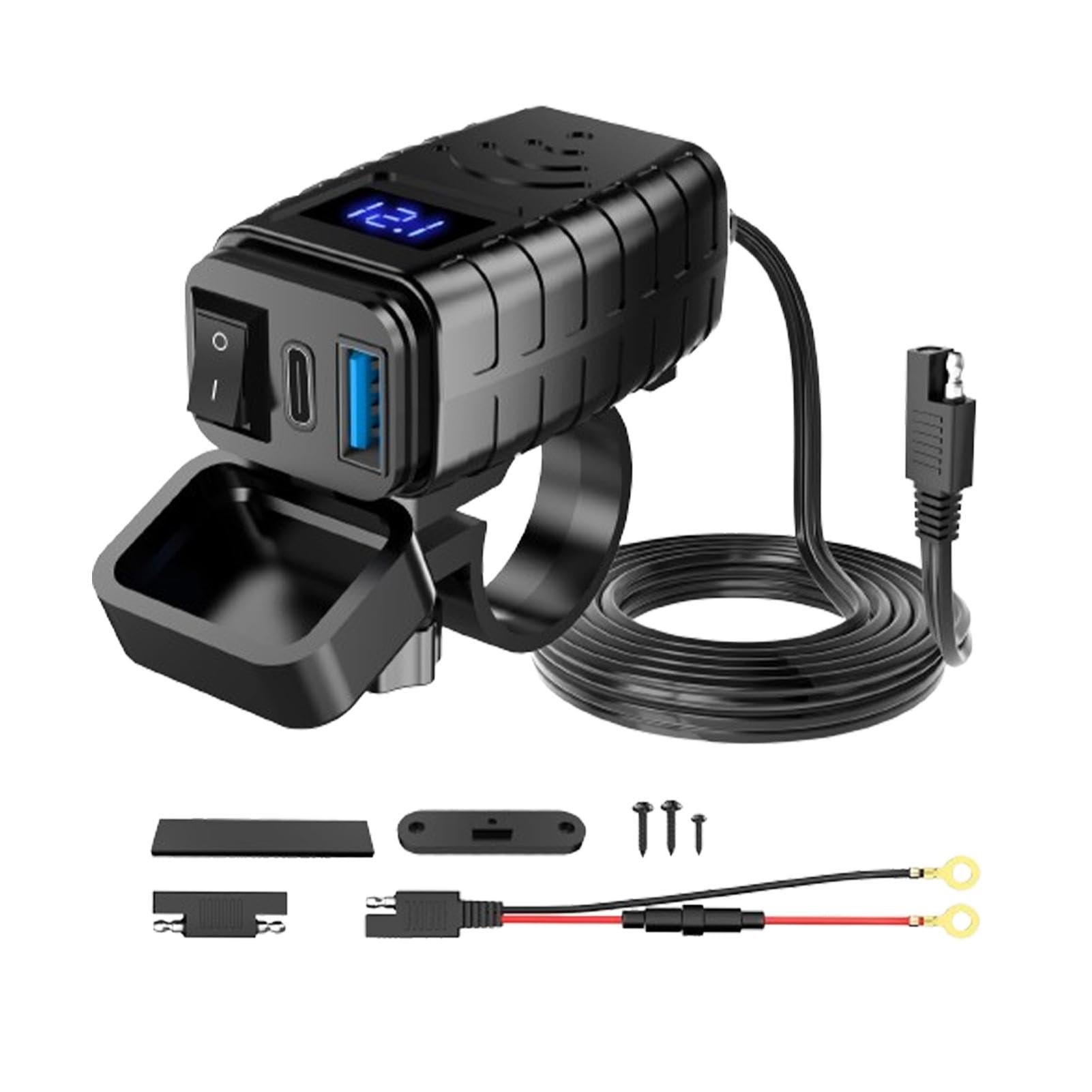 demaxiyad Motorrad-Ladegerät, Motorrad-USB-Ladegerät, Voltmeter/Aus-Schalter | USB-Anschluss, Schnellladegerät PD 3.0 Ladebuchse für Motorräder demaxiyad Motorrad-Ladegerät, Motorrad-USB-Ladegerät, Voltmeter/Aus-Schalter | USB-Anschluss, Schnellladegerät PD 3.0 Ladebuchse für Motorräder von demaxiyad