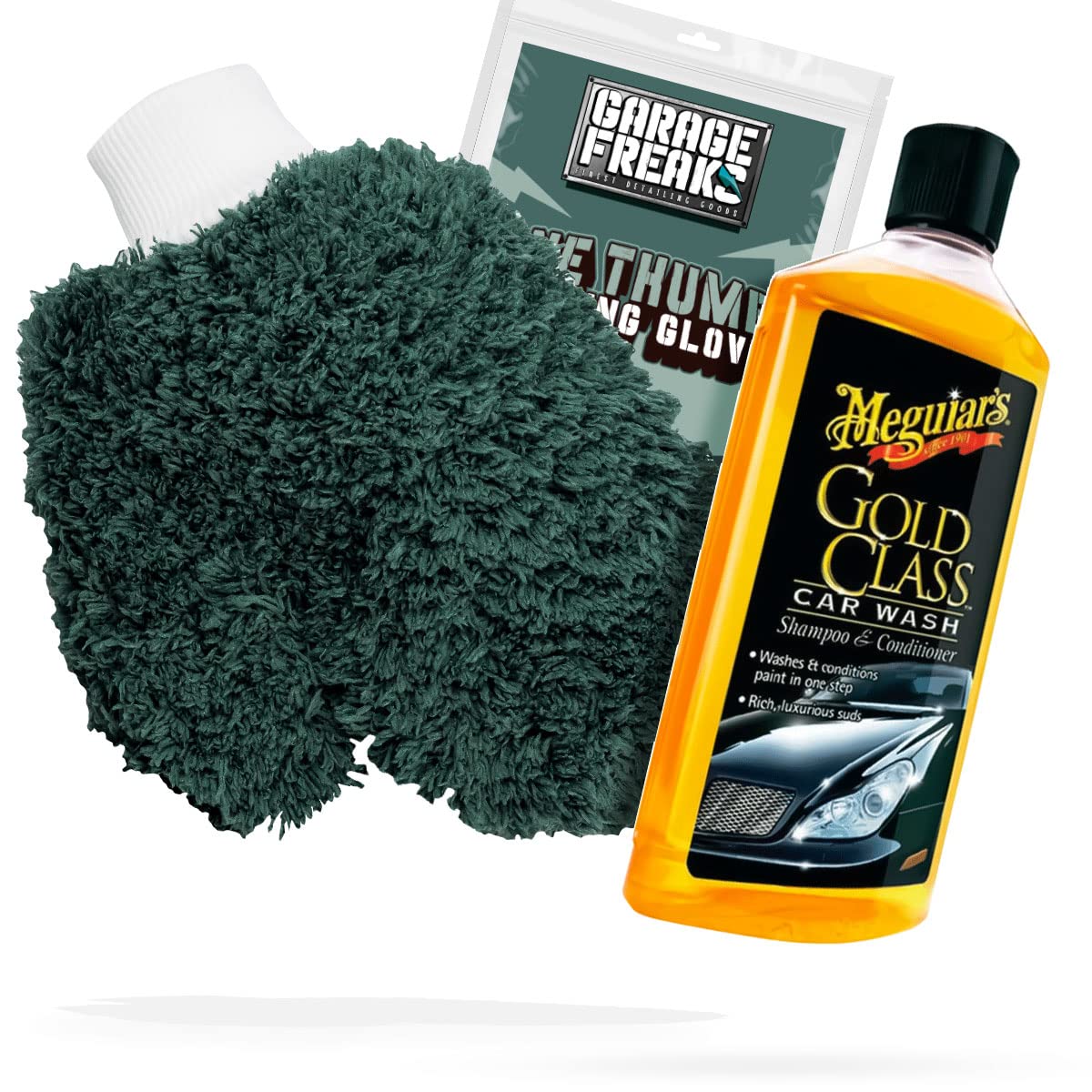 detailmate Autowäsche Bundle - Autoshampoo Meguiars Gold Class Car Wash Shampoo 0,473L + Garage Freaks One Thumb Washing Glove - Autopflege Set mit Waschhandschuh und Auto Shampoo detailmate Autowäsche Bundle - Autoshampoo Meguiars Gold Class Car Wash Shampoo 0,473L + Garage Freaks One Thumb Washing Glove - Autopflege Set mit Waschhandschuh und Auto Shampoo von detailmate