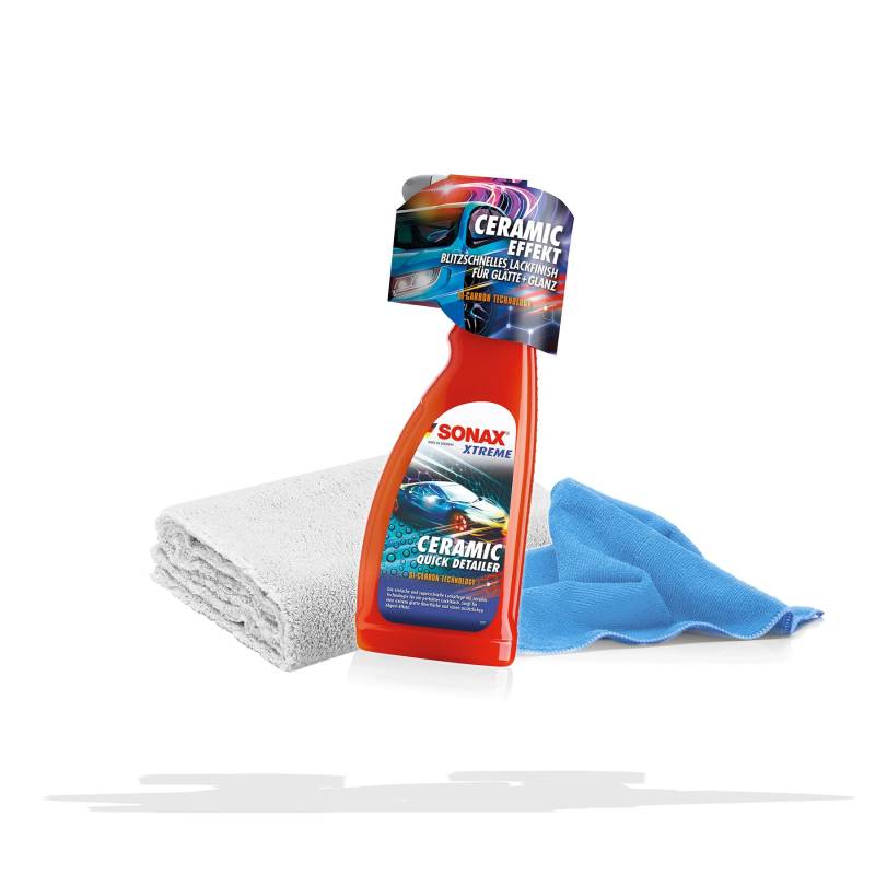 detailmate Sonax Reinigungsset Pflegeset Auto: SONAX Xtreme Ceramic Quick Detailer Trockenreiniger Set für Coating Keramik Versiegelung für Autos + 2X Mikrofasertuch von detailmate