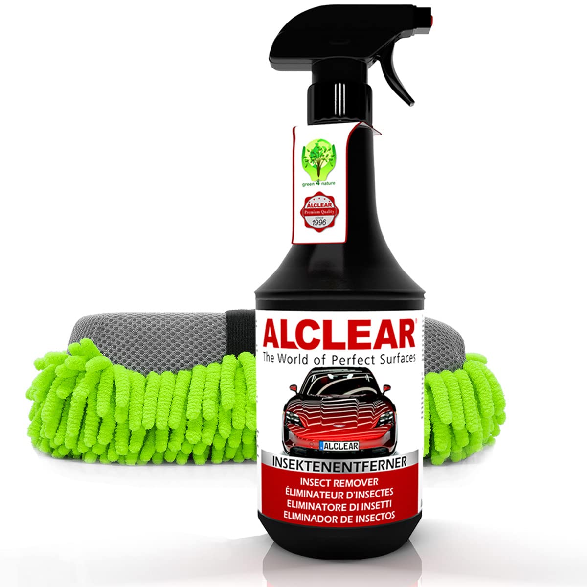 Insektenreiniger Bundle - ALCLEAR Insektenentferner 1L + Nuke Guys 2in1 Chenille Insektenschwamm - ideales Set zur Insektenreinigung am Auto von detailmate