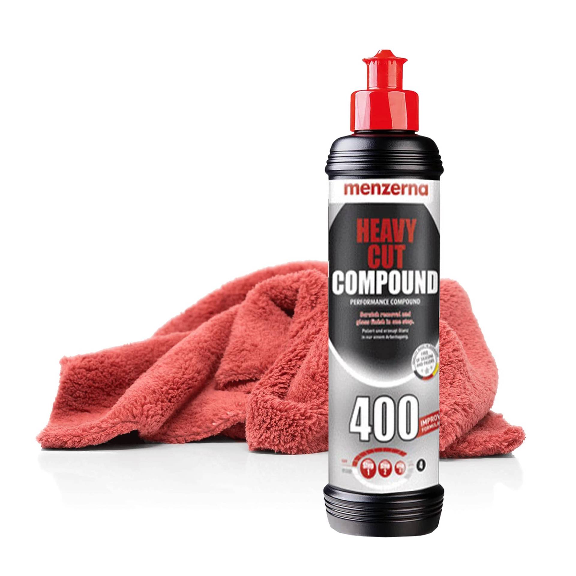 detailmate Auto Polier Set - Autopflege: Menzerna Autopolitur Heavy Cut Compound 400, 250 ml - Kratzer entfernen + Mikrofaser Auto Poliertuch, 40x40cm, perfekt zum Auspolieren auf Autolack detailmate Auto Polier Set - Autopflege: Menzerna Autopolitur Heavy Cut Compound 400, 250 ml - Kratzer entfernen + Mikrofaser Auto Poliertuch, 40x40cm, perfekt zum Auspolieren auf Autolack von detailmate