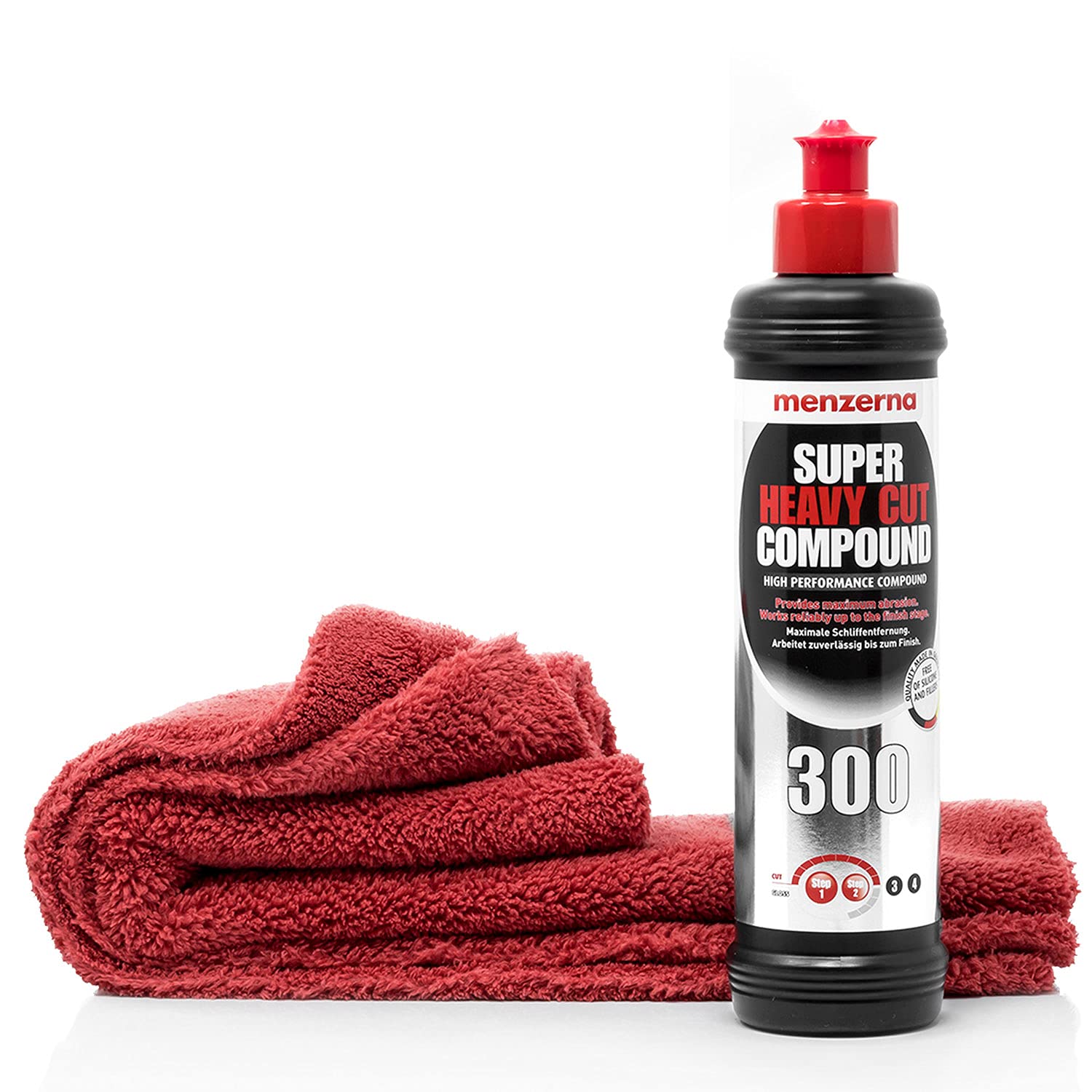detailmate Auto Polier Set - Autopflege: Menzerna Autopolitur SUPER Heavy Cut Compound 300, 250 ml - Kratzer entfernen + Mikrofaser Auto Poliertuch, 40x40cm, perfekt zum Auspolieren auf Autolack detailmate Auto Polier Set - Autopflege: Menzerna Autopolitur SUPER Heavy Cut Compound 300, 250 ml - Kratzer entfernen + Mikrofaser Auto Poliertuch, 40x40cm, perfekt zum Auspolieren auf Autolack von detailmate