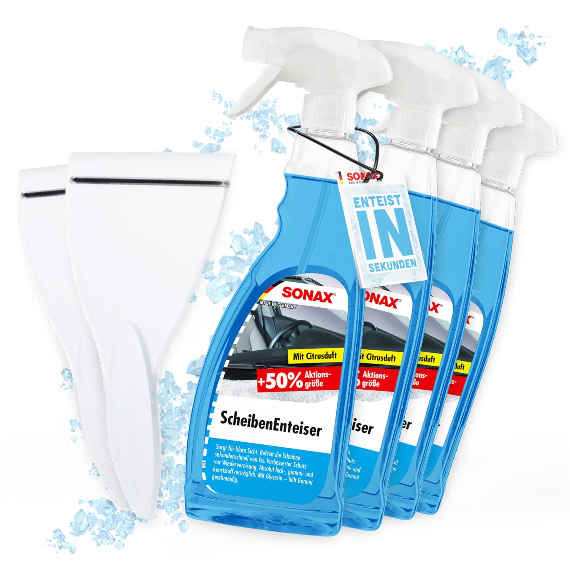 detailmate Auto Scheibenenteiser Set | 4X Sonax Scheiben Enteiser Spray 750ml für Autoscheiben + 2X Eiskratzer | Enteiserspray für klare Sicht detailmate Auto Scheibenenteiser Set | 4X Sonax Scheiben Enteiser Spray 750ml für Autoscheiben + 2X Eiskratzer | Enteiserspray für klare Sicht von detailmate
