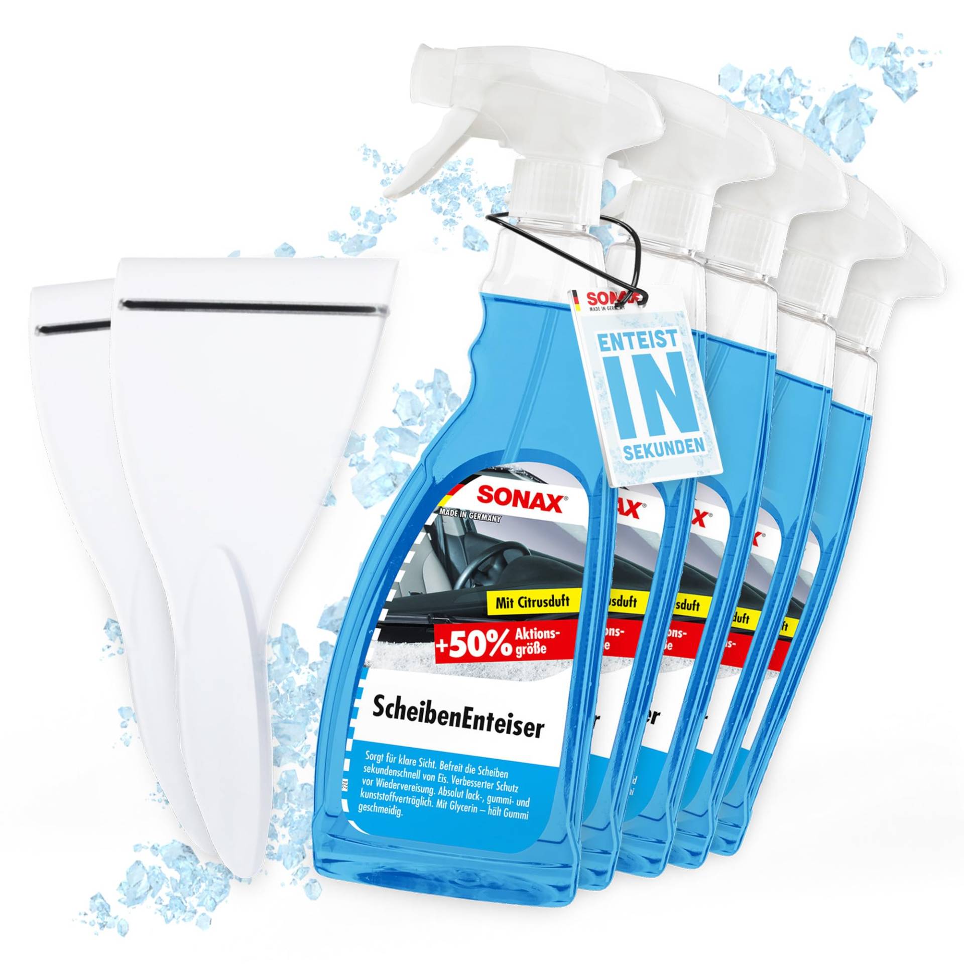 detailmate Auto Scheibenenteiser Set | 5X Sonax Scheiben Enteiser Spray 750ml für Autoscheiben + 2X Eiskratzer | Enteiserspray für klare Sicht detailmate Auto Scheibenenteiser Set | 5X Sonax Scheiben Enteiser Spray 750ml für Autoscheiben + 2X Eiskratzer | Enteiserspray für klare Sicht von detailmate