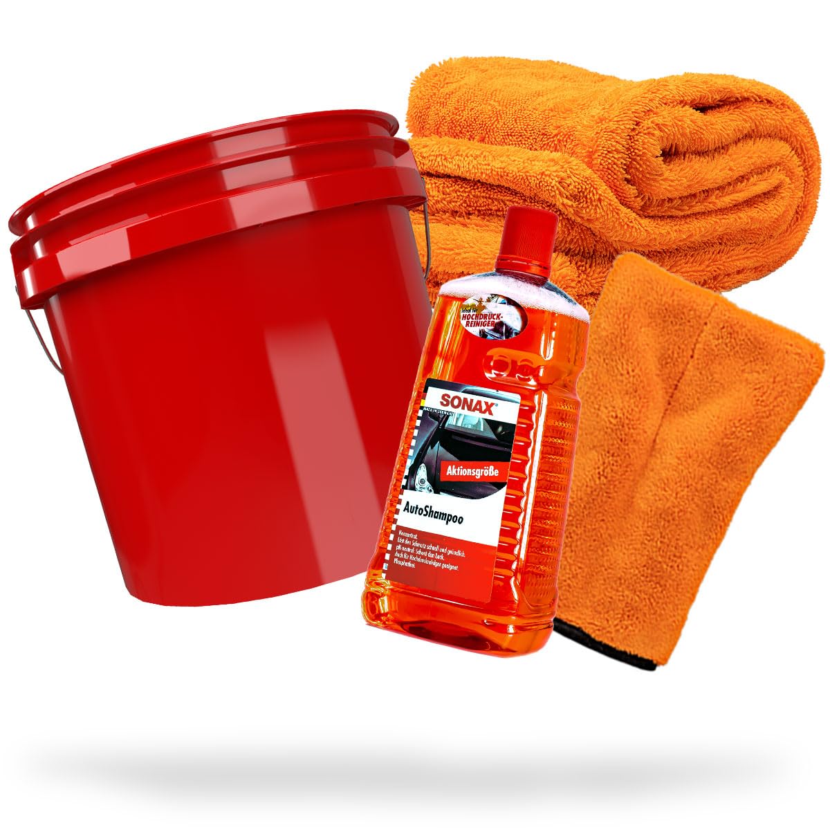 detailmate Auto Wasch Set: SONAX Autoshampoo 2L + Mikrofaser Waschhandschuh + Nuke Guys Gamma Dryer XXL Trockentuch + Wascheimer 3,5 GAL Rot für die optimale Handwäsche & Trocknung detailmate Auto Wasch Set: SONAX Autoshampoo 2L + Mikrofaser Waschhandschuh + Nuke Guys Gamma Dryer XXL Trockentuch + Wascheimer 3,5 GAL Rot für die optimale Handwäsche & Trocknung von detailmate