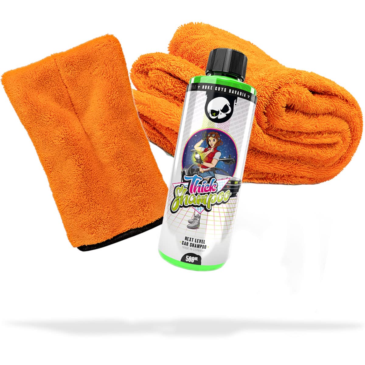 detailmate Auto Wasch- und Trockenset: Nuke Guys Thick Shampoo - Autoshampoo 500ml + Mikrofaser Präzisionshandschuh Orange + Gamma Dryer Trockentuch XXL für die optimale Handwäsche von detailmate