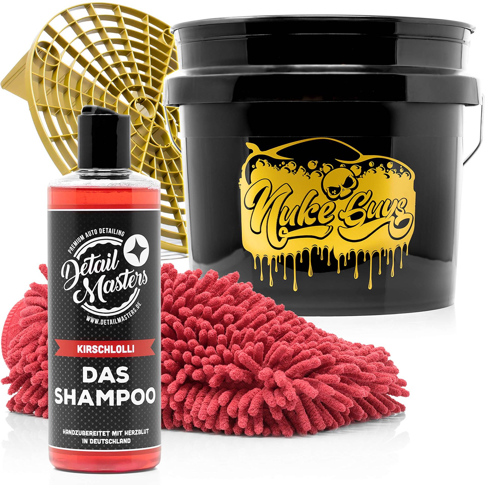 detailmate Autopflege Set - DetailMasters -Außenreinigung - Das Shampoo 500ml, Autoshampoo + Nuke Guys 3,5 GAL Wascheimer + Microfiber Monkey Waschhandschuh detailmate Autopflege Set - DetailMasters -Außenreinigung - Das Shampoo 500ml, Autoshampoo + Nuke Guys 3,5 GAL Wascheimer + Microfiber Monkey Waschhandschuh von detailmate