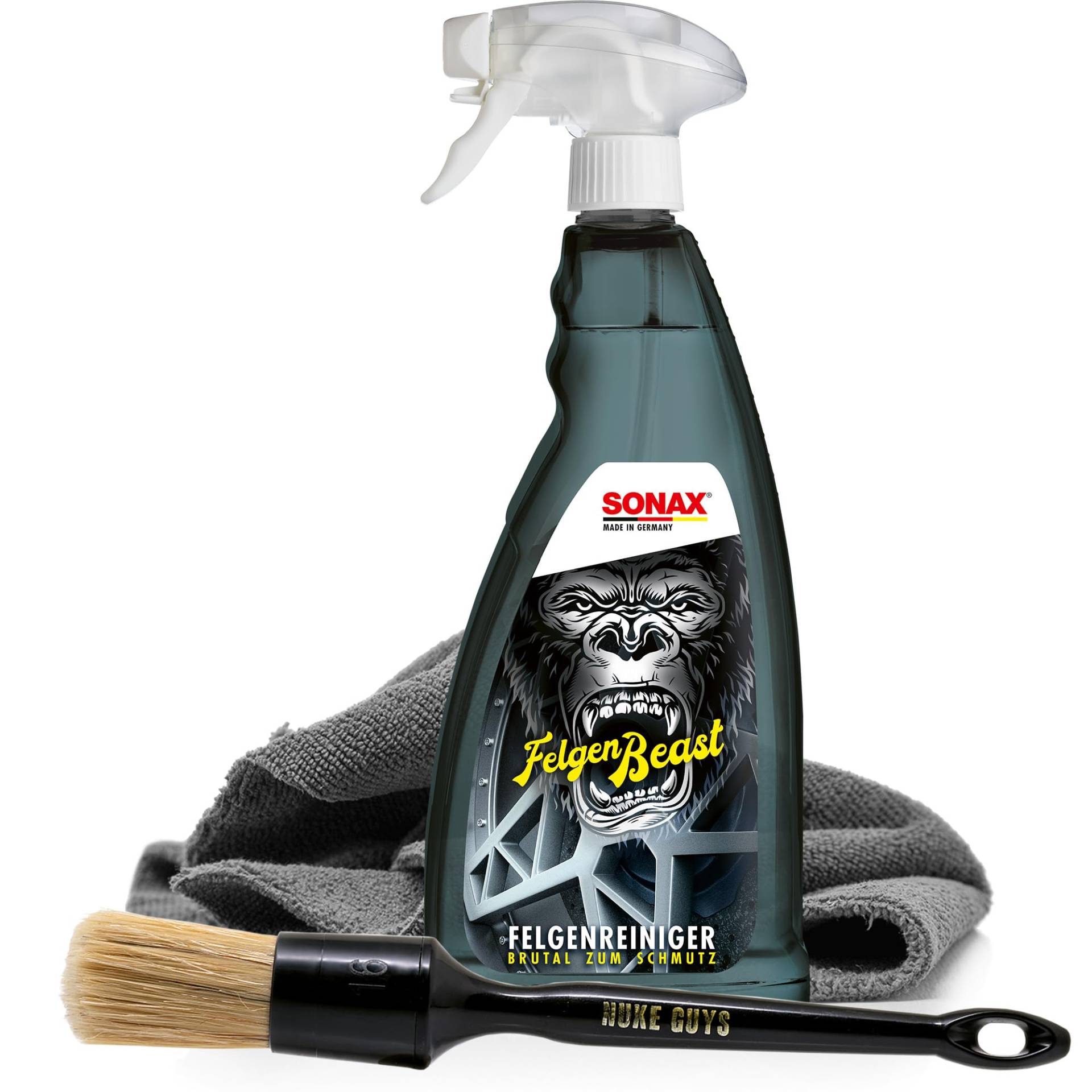 detailmate Felgen Reiniger Set - SONAX FelgenBeast Felgenreiniger 1L + Nuke Guys Reinigungs Pinsel + Allrounder Mikrofasertuch 40x40cm, 380 GSM + Schutzhandschuhe detailmate Felgen Reiniger Set - SONAX FelgenBeast Felgenreiniger 1L + Nuke Guys Reinigungs Pinsel + Allrounder Mikrofasertuch 40x40cm, 380 GSM + Schutzhandschuhe von detailmate