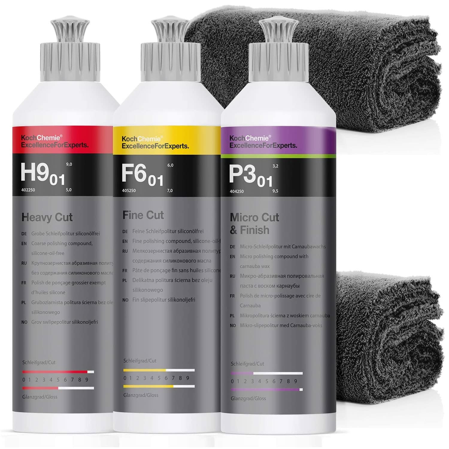 detailmate Koch Chemie Politur Set: Koch Chemie Heavy Cut Politur, 250ml + Koch Chemie Fine Cut Politur, 250ml + Koch Chemie Micro Cut & Finish Politur, 250ml + 2 Mikrofasertücher, 550GSM detailmate Koch Chemie Politur Set: Koch Chemie Heavy Cut Politur, 250ml + Koch Chemie Fine Cut Politur, 250ml + Koch Chemie Micro Cut & Finish Politur, 250ml + 2 Mikrofasertücher, 550GSM von detailmate