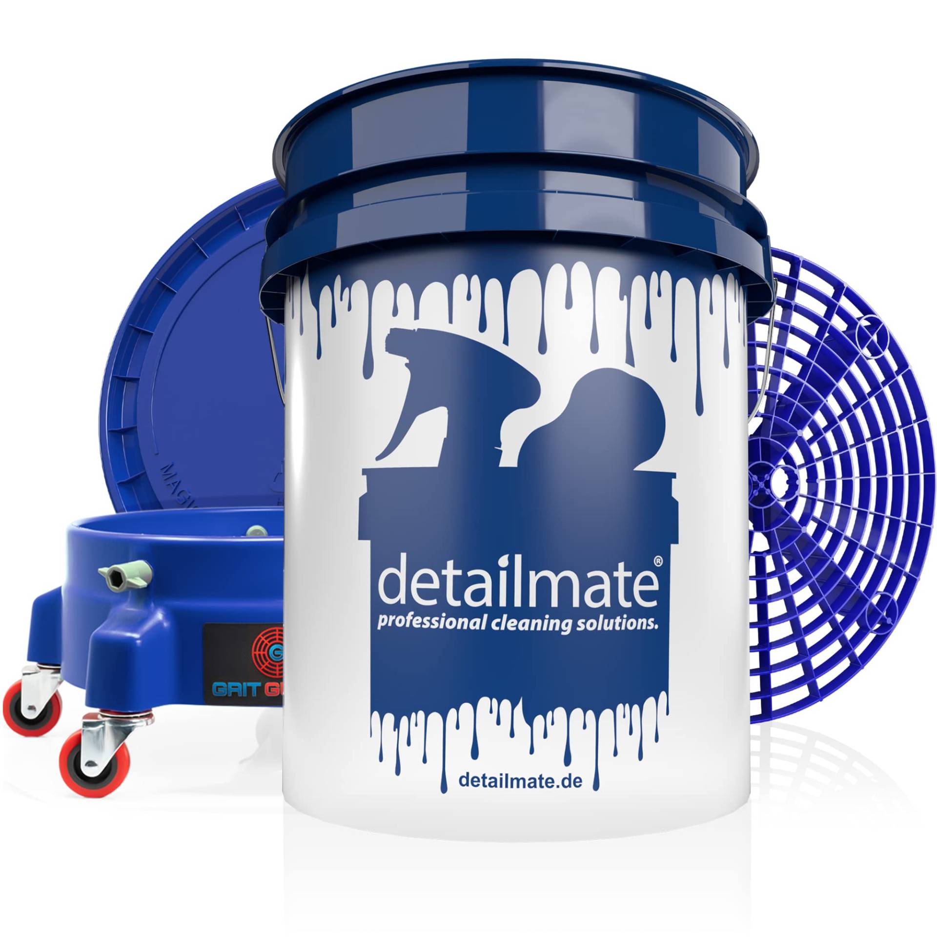 detailmate Profi Autowäsche Set - Wascheimer 5 GAL 20l für Auto, Motorrad, Caravan, Boote - schonende Handwäsche - mit GritGuard Schmutzeinsatz Dirt Trap/Grit Guard Eimer Dolly Rollwagen detailmate Profi Autowäsche Set - Wascheimer 5 GAL 20l für Auto, Motorrad, Caravan, Boote - schonende Handwäsche - mit GritGuard Schmutzeinsatz Dirt Trap/Grit Guard Eimer Dolly Rollwagen von detailmate