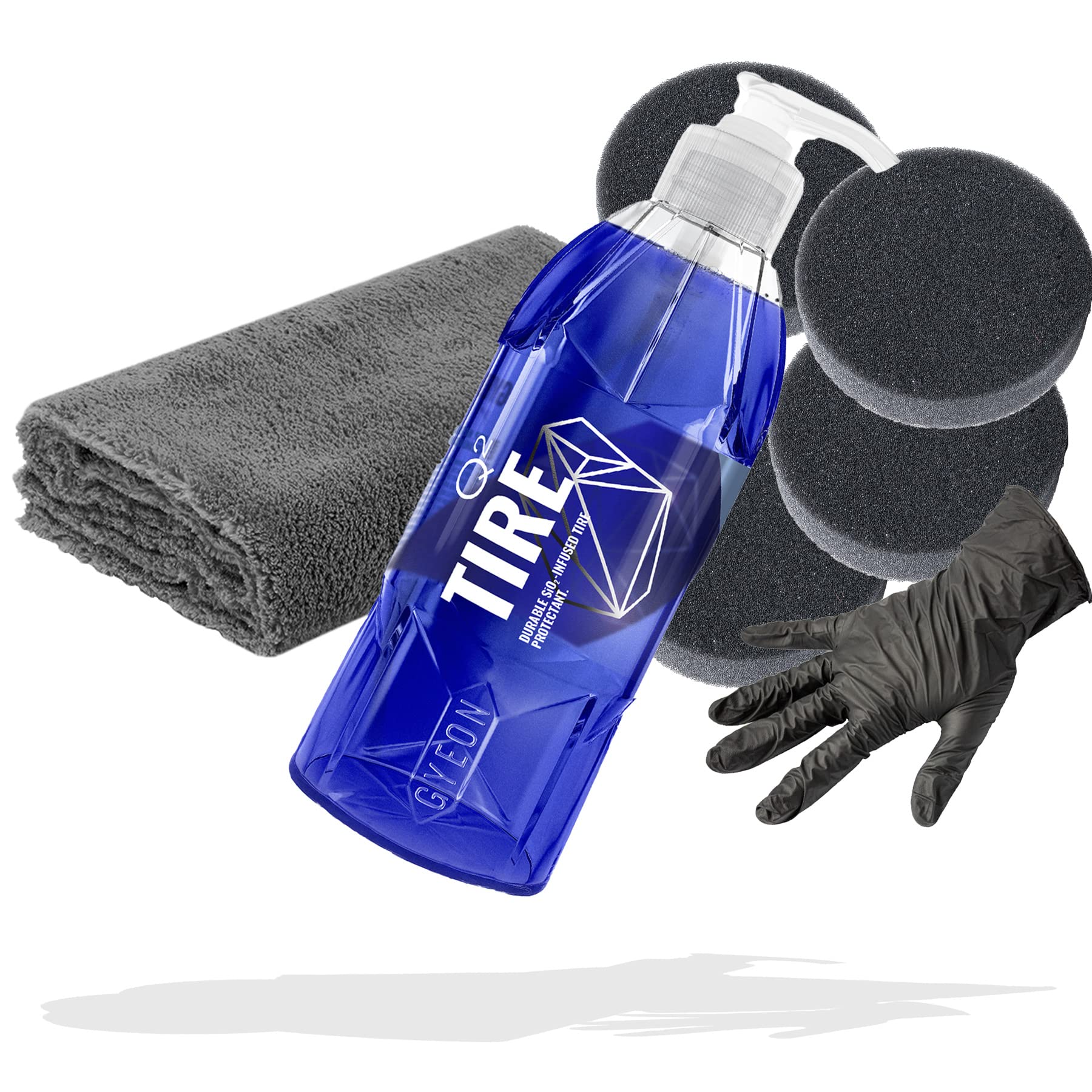 detailmate Reifenpflege Set: GYEON Q² Tire Reifenversiegelung 400 ml + Edgeless Superflausch 550 GSM 40x40cm grau + Applikatorpad, anthrazit, Ø90/22mm Gummihandschuhe - Latexfrei - Nitril detailmate Reifenpflege Set: GYEON Q² Tire Reifenversiegelung 400 ml + Edgeless Superflausch 550 GSM 40x40cm grau + Applikatorpad, anthrazit, Ø90/22mm Gummihandschuhe - Latexfrei - Nitril von detailmate