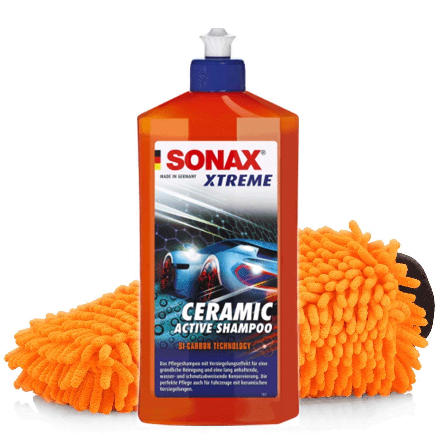 detailmate SONAX Xtreme Ceramic Waschset: SONAX Xtreme Ceramic Active Shampoo 500ml Autoshampoo + detailmate Mikrofaser Chenille Waschhandschuh von detailmate