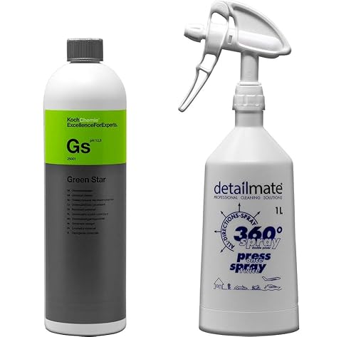 detailmate Set - Koch Chemie Green Star Universalreiniger 1L Made by Kwazar Mercury Super PRO+ 360 Grad Sprühflasche. Double Action Trigger, 1 Liter von detailmate