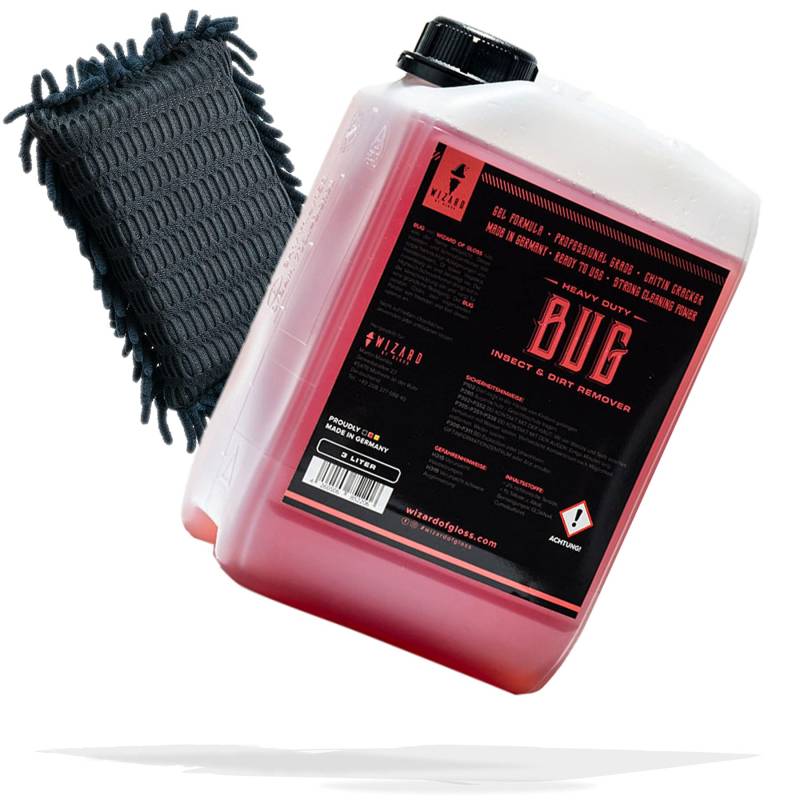 detailmate Set: Wizard of Gloss Bug Insektenentferner 3L + Insektenenschwamm rot - Insektenentferner fürs Auto/Motorrad - Insektenreiniger mit schonenden Chenille Lamellen von detailmate