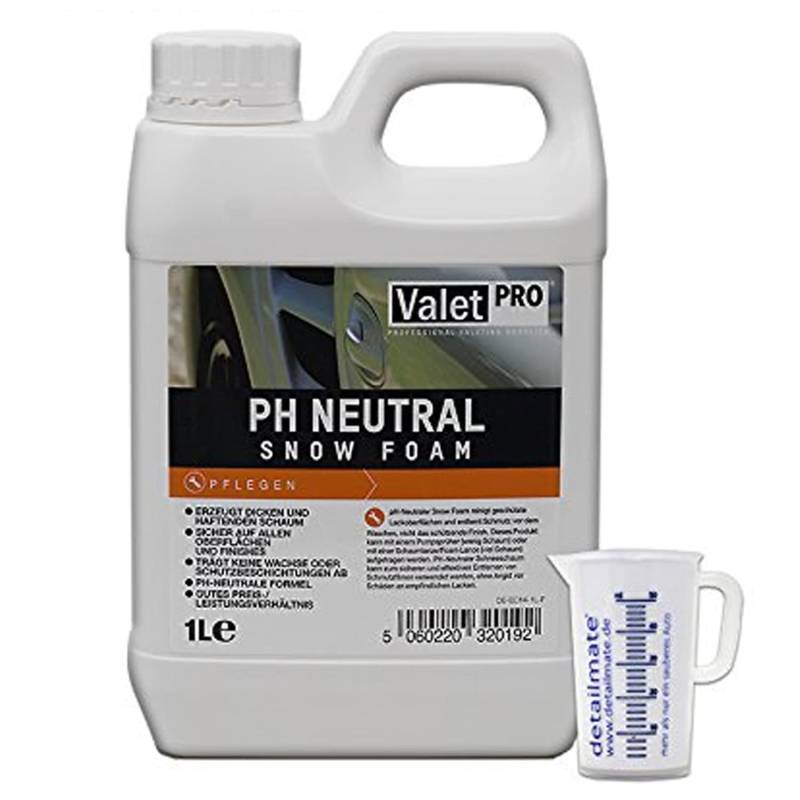 detailmate ValetPRO ph Neutral Snow Foam 1 Liter ohne Foamer Messbecher 50ml von detailmate