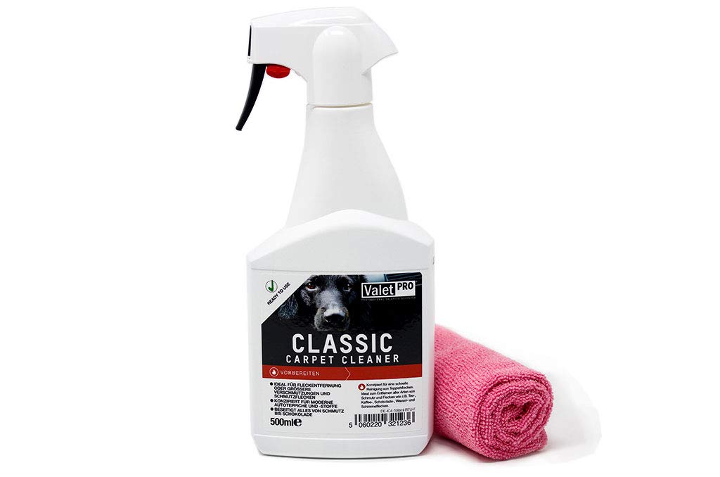 detailmate ValetPro Teppich- und Polsterreiniger Classic Carpet Cleaner 0,5L Sprayflasche + Gratis Mikrofasertuch 40x40cm detailmate ValetPro Teppich- und Polsterreiniger Classic Carpet Cleaner 0,5L Sprayflasche + Gratis Mikrofasertuch 40x40cm von detailmate