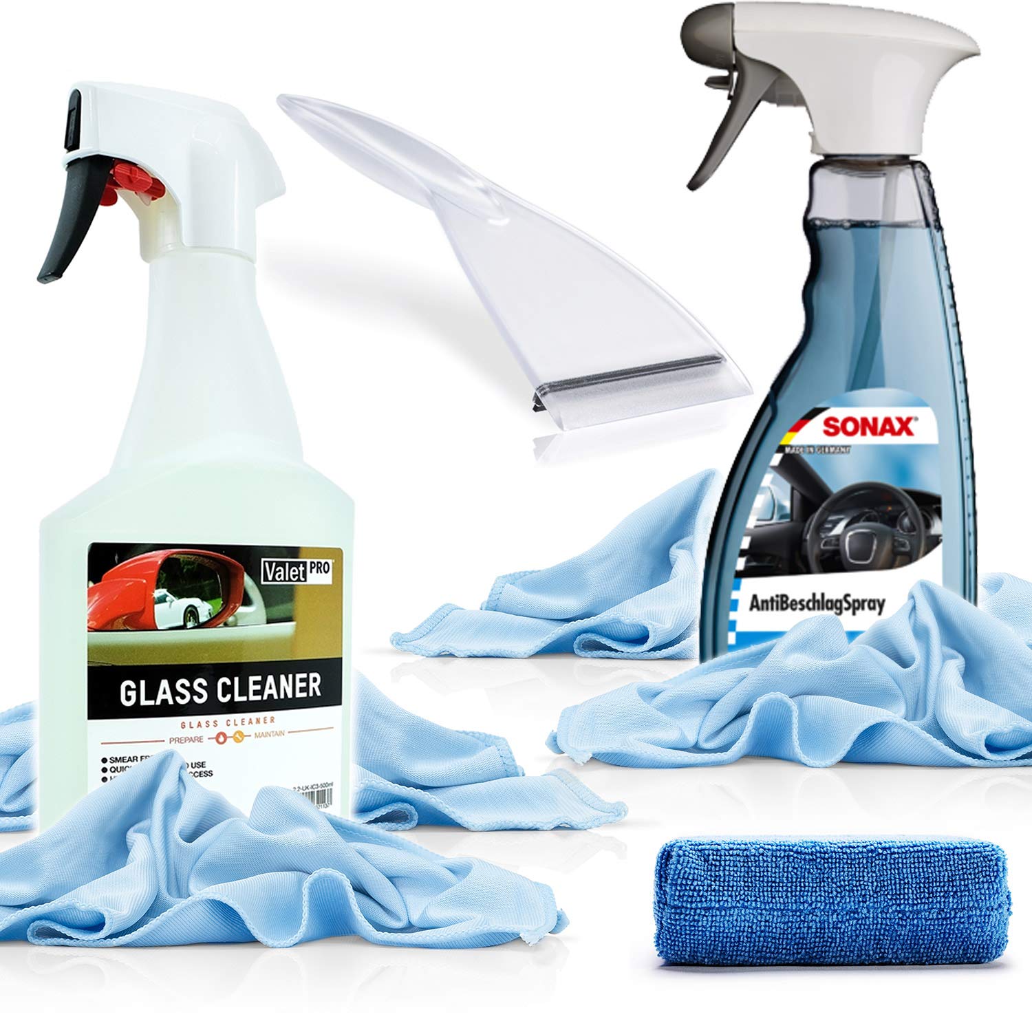 detailmate Winterset: SONAX AntiBeschlag Spray 500ml + ValetPro Glas Reiniger 0,5L Sprühflasche + Wizard of Gloss Microfiber Applikator Pad + detailmate: Eiskratzer transparent + Mikrofasertuch 270GSM detailmate Winterset: SONAX AntiBeschlag Spray 500ml + ValetPro Glas Reiniger 0,5L Sprühflasche + Wizard of Gloss Microfiber Applikator Pad + detailmate: Eiskratzer transparent + Mikrofasertuch 270GSM von detailmate