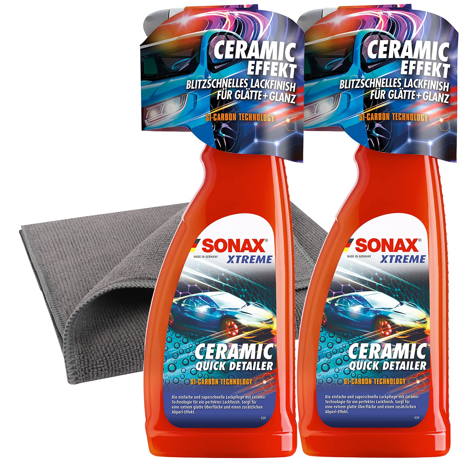 detailzone SONAX Ceramic Set: 2X SONAX Ceramic Quick Detailer 750ml + Microfasertuch 40x40 cm grau von detailzone