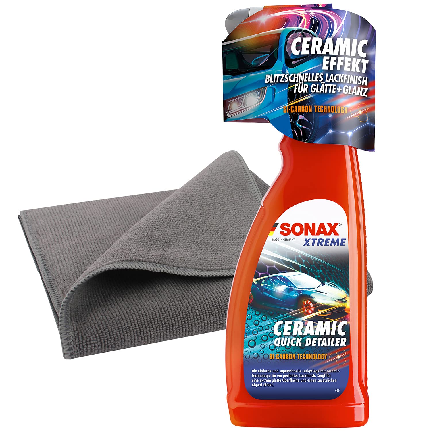 detailzone SONAX Ceramic Set: SONAX Ceramic Quick Detailer 750ml + Microfasertuch 40x40 cm grau von detailzone
