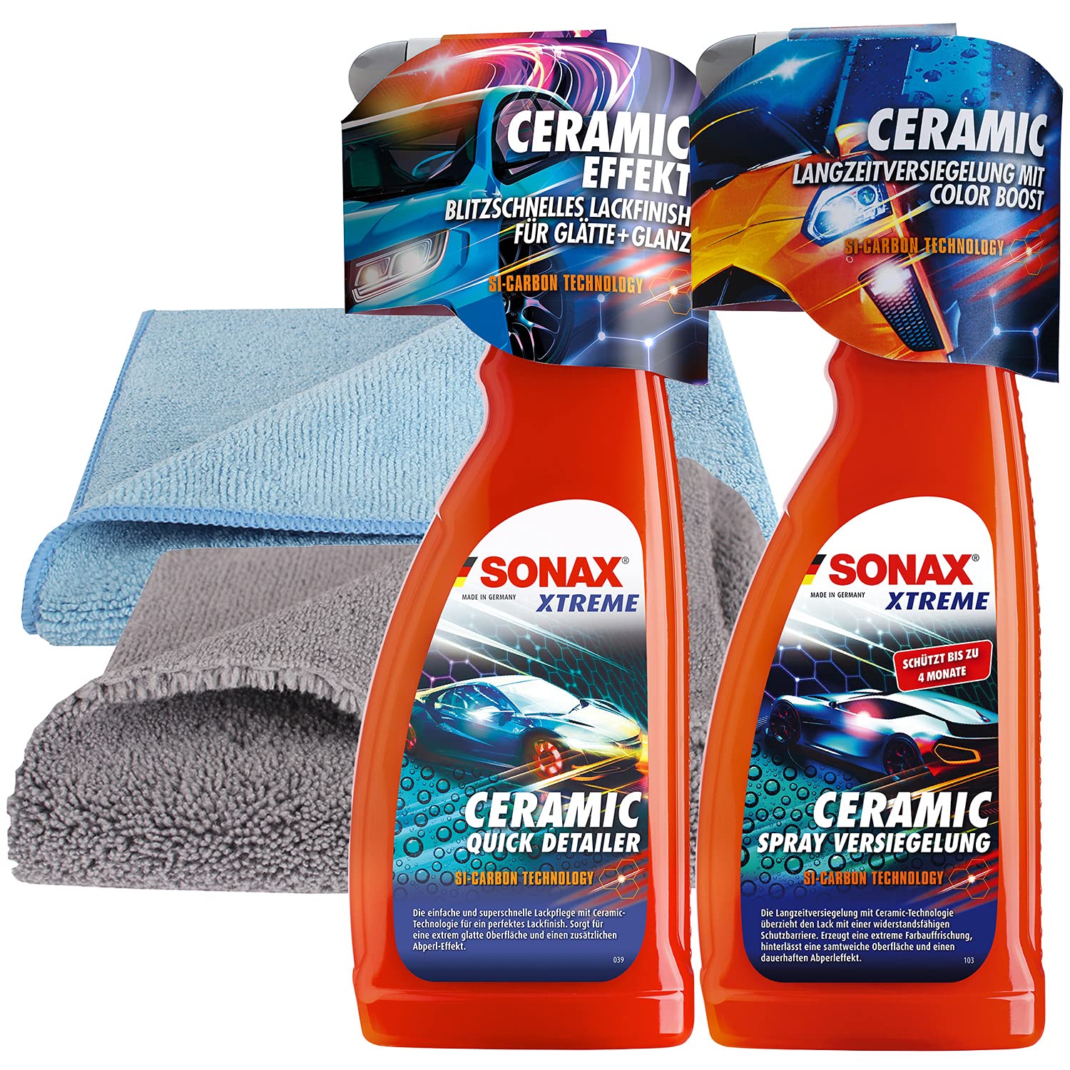 detailzone SONAX Ceramic Spray Versiegelung Set: Ceramic Spray Versiegelung, Ceramic Quick Detailer je 750ml + 2X Microfasertuch von detailzone