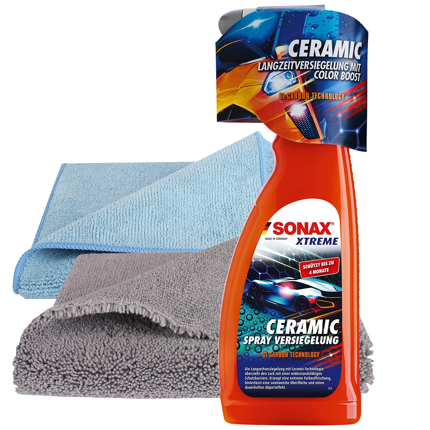 detailzone SONAX Xtreme Ceramic Spray Versiegelung Set: Ceramic Spray Versiegelung 750ml + 2X Microfasertuch von detailzone