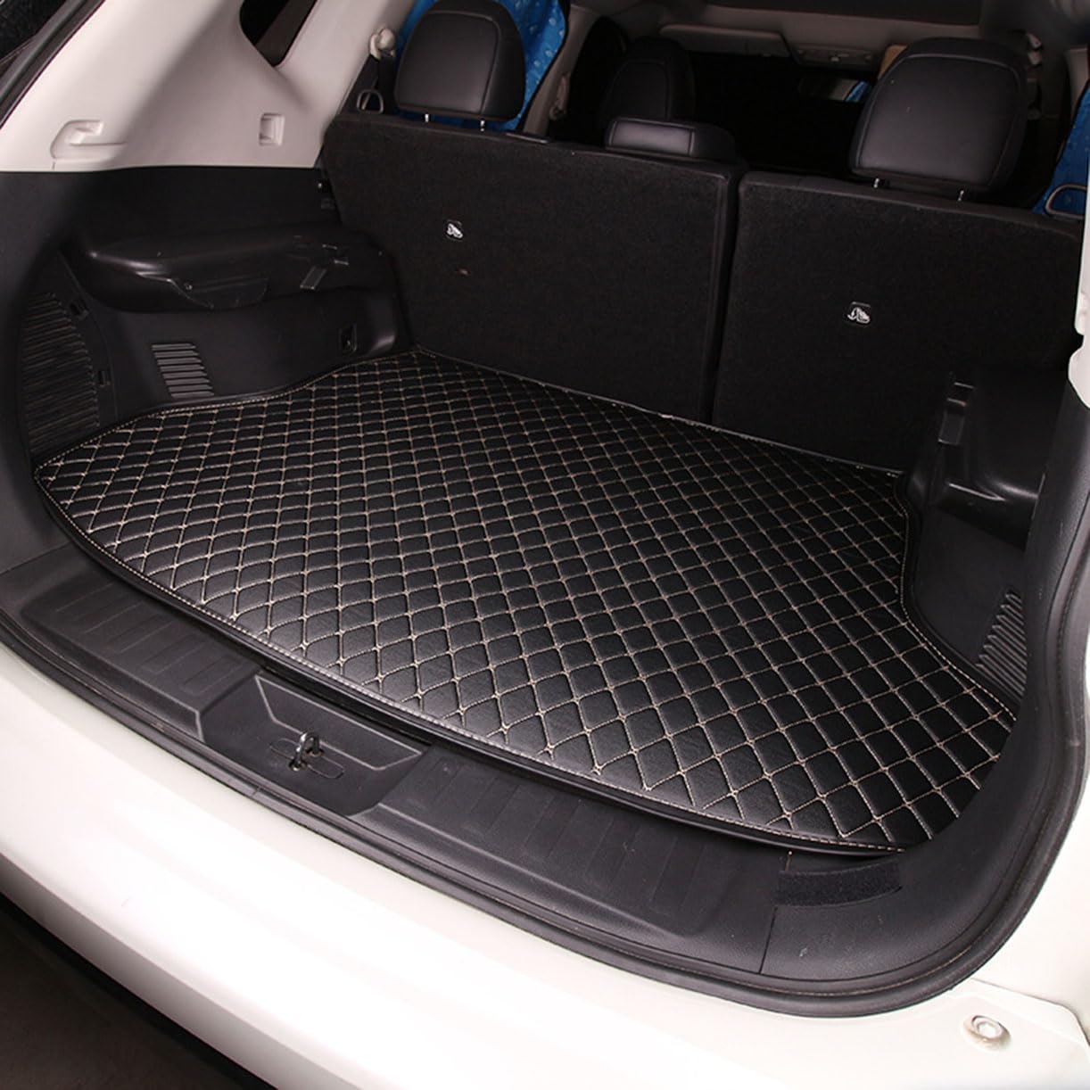 Kofferraummatte,Kofferraumauskleidung,Kofferraumzubehör,für Saab 9-3 Sedan 2002-2014,B-Quilted Black with beige Thread Kofferraummatte,Kofferraumauskleidung,Kofferraumzubehör,für Saab 9-3 Sedan 2002-2014,B-Quilted Black with beige Thread von dnofowl
