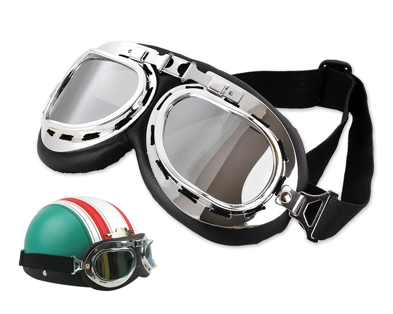 DSstyles Steampunk Aviator Pilot Style Motorrad Cruiser Roller Brille mit Rauch Linsen, Coole Motorrad Snowboard Winddicht Gläser mit Rauch Objektive DSstyles Steampunk Aviator Pilot Style Motorrad Cruiser Roller Brille mit Rauch Linsen, Coole Motorrad Snowboard Winddicht Gläser mit Rauch Objektive von ds. distinctive style