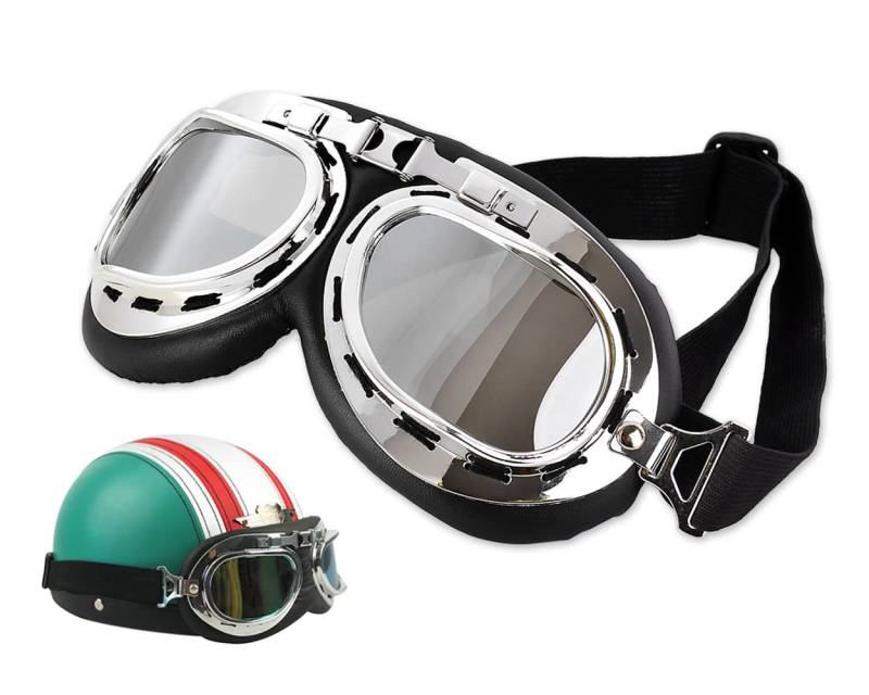 DSstyles Steampunk Aviator Pilot Style Motorrad Cruiser Roller Brille mit Rauch Linsen, Coole Motorrad Snowboard Winddicht Gläser mit Rauch Objektive von ds. distinctive style